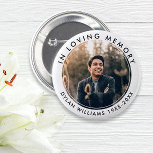 In Loving Memory Funeral Memorial Photo Button