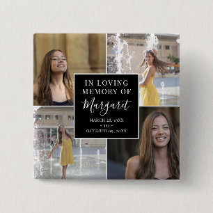 In Loving Memory Funeral Memorial Photo Collage Button