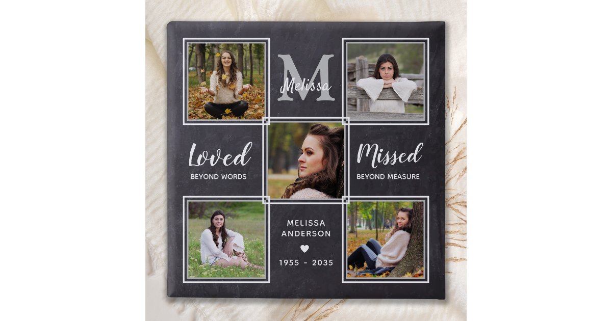 In Loving Memory Funeral Memorial Photo Collage Button | Zazzle