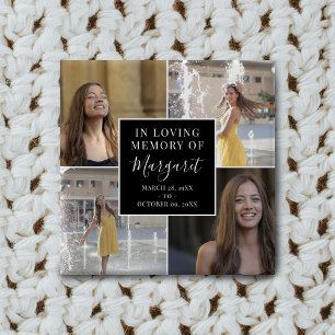 In Loving Memory Funeral Memorial Photo Collage Button