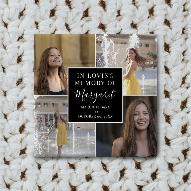In Loving Memory Funeral Memorial Photo Collage Button (Creator Uploaded)