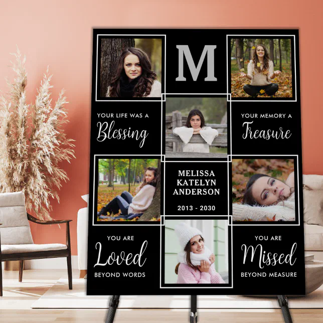 In Loving Memory Funeral Memorial Photo Collage Foam Board | Zazzle