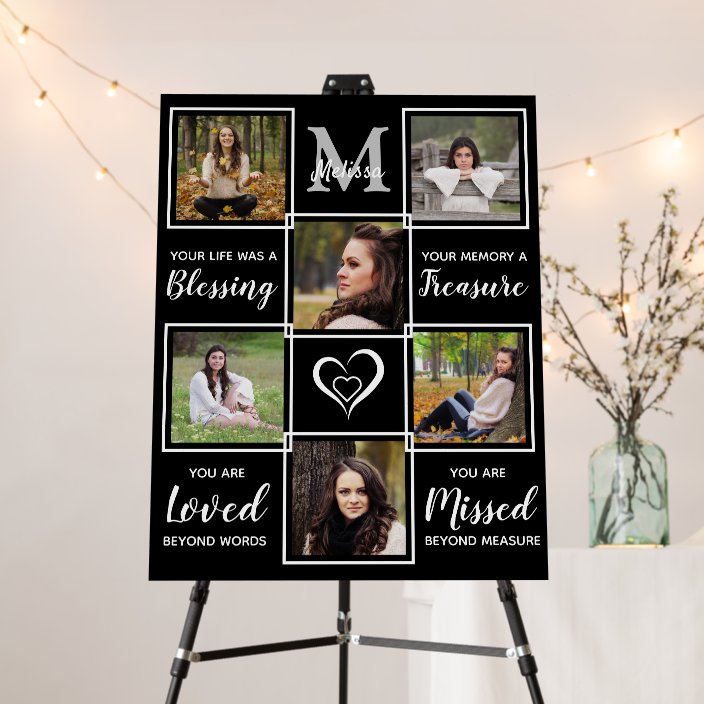 In Loving Memory Funeral Memorial Photo Collage Foam Board