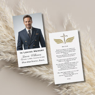 In Loving Memory Funeral Memorial Photo Prayer Business Card