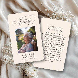 "In loving Memory" Funeral Memorial Prayer Business Card