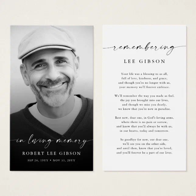 In Loving Memory Funeral Memorial Prayer Card | Zazzle