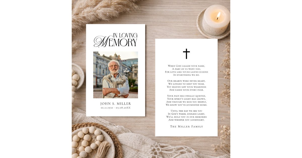 In Loving Memory Funeral Memorial Prayer Card | Zazzle
