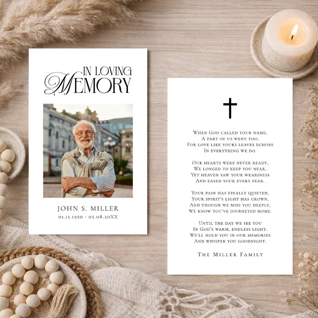 In Loving Memory Funeral Memorial Prayer Card | Zazzle
