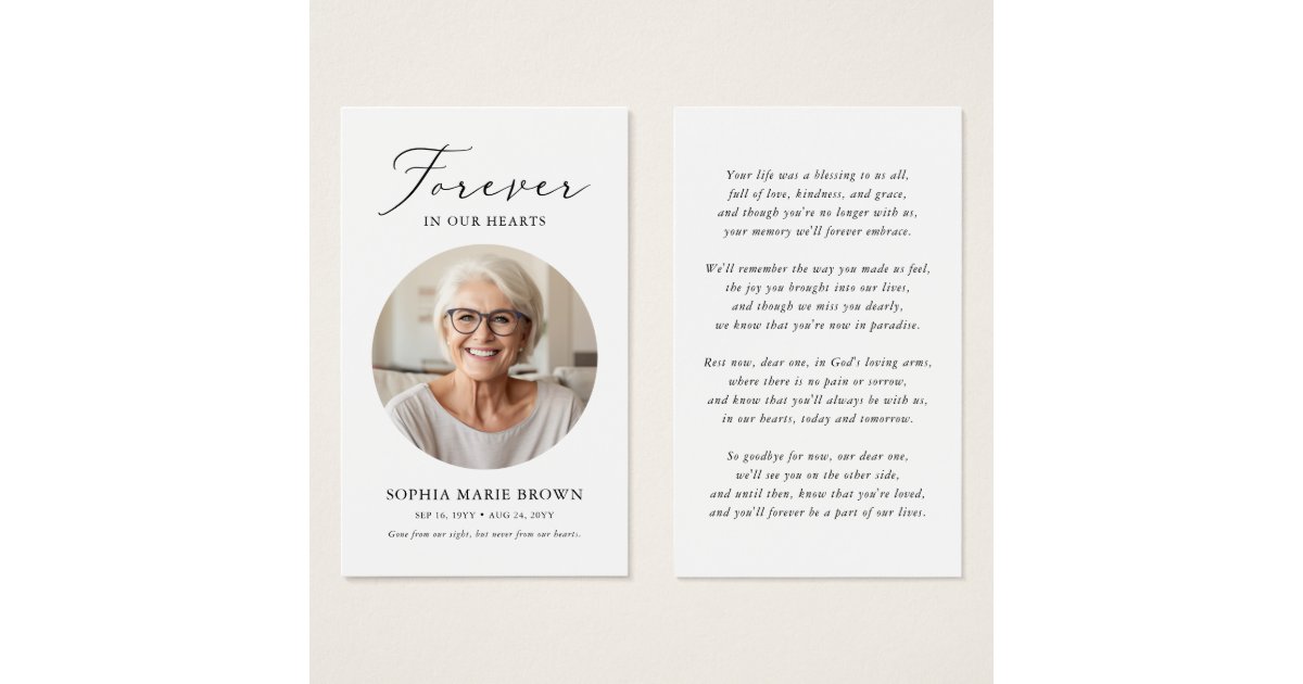In Loving Memory Funeral Memorial Prayer Card | Zazzle