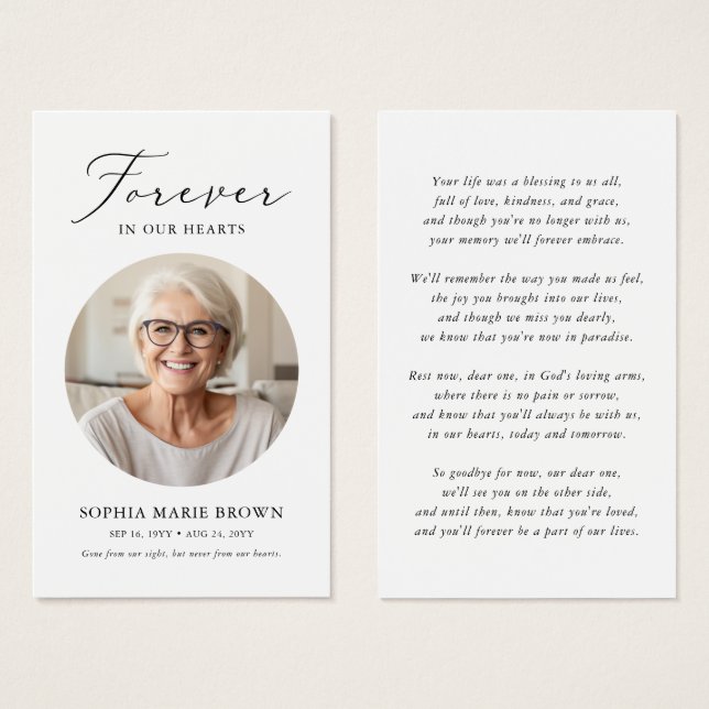 In Loving Memory Funeral Memorial Prayer Card (Front & Back)