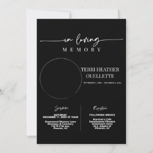 In Loving Memory Funeral Memorial Service Black Invitation
