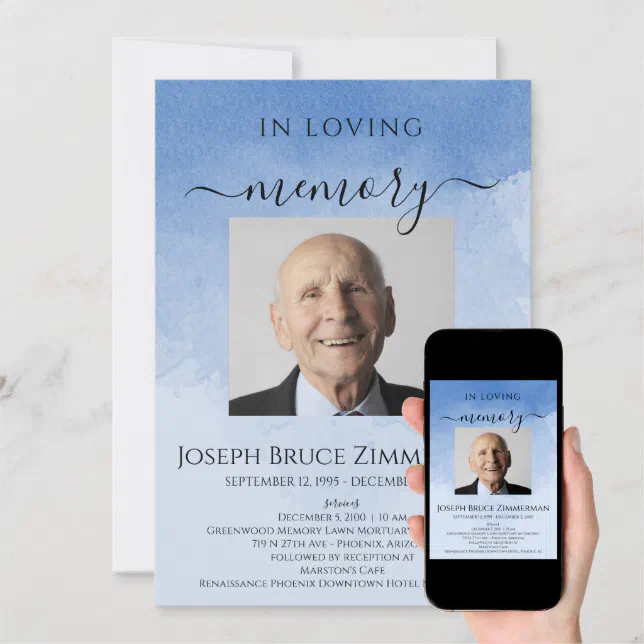 In Loving Memory Funeral Memorial Service Photo Invitation | Zazzle