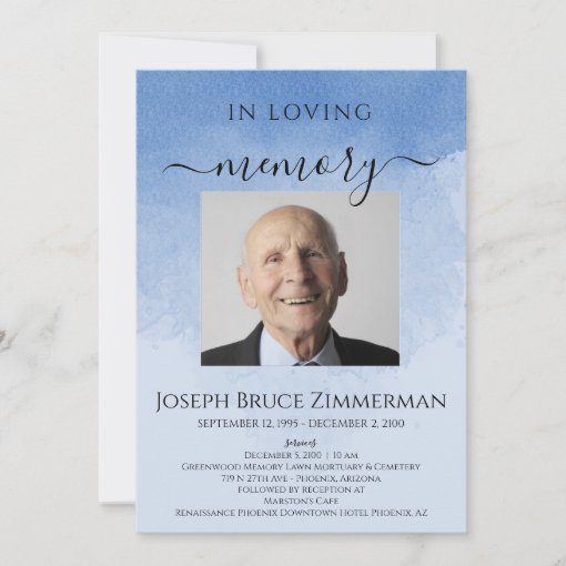 In Loving Memory Funeral Memorial Service Photo Invitation 