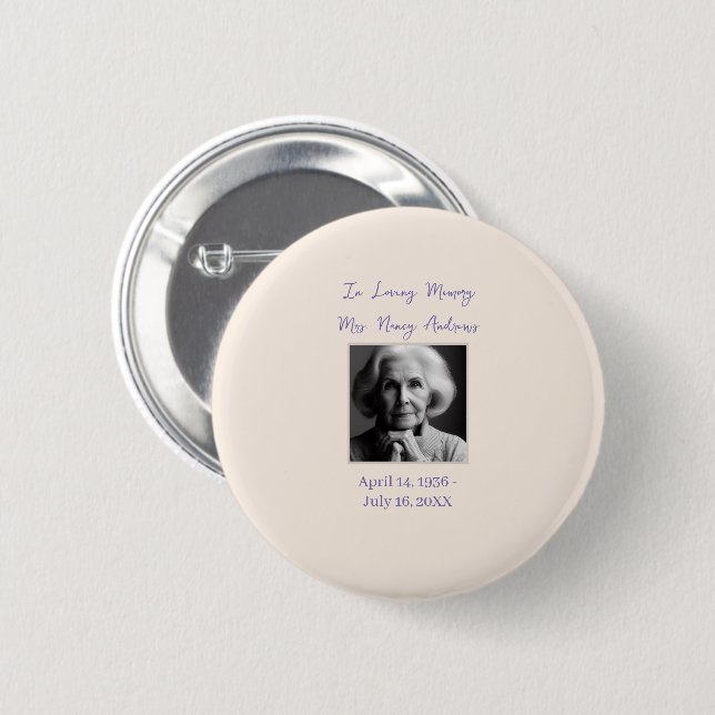 In Loving Memory Funeral Memorial Tribute Keepsake Button (Front & Back)