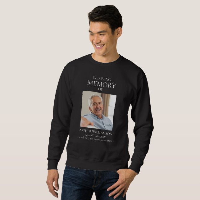 In loving memory  funeral  minimal photo sweatshirt (Front Full)