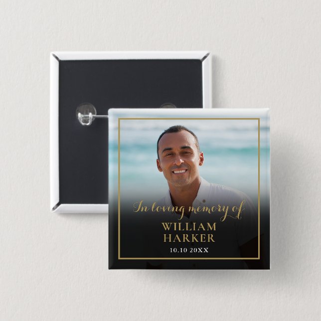 In Loving Memory Funeral Photo Button (Front & Back)