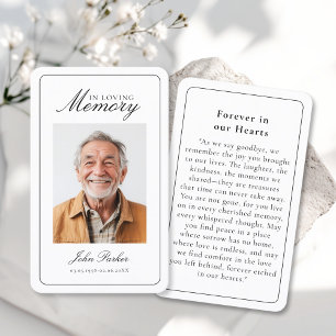 "In Loving Memory" Funeral Photo Prayer  Business Card