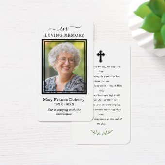 In Loving Memory Funeral Photo Prayer Card | Zazzle