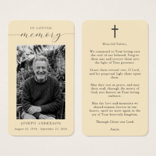 In Loving Memory Funeral Photo Prayer Card