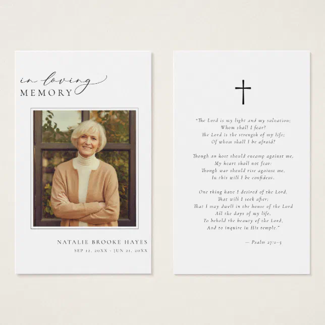 In loving Memory Funeral Photo Prayer Card | Zazzle