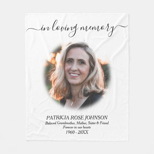 In Loving Memory Funeral Photo Tribute Fleece Blanket Zazzle