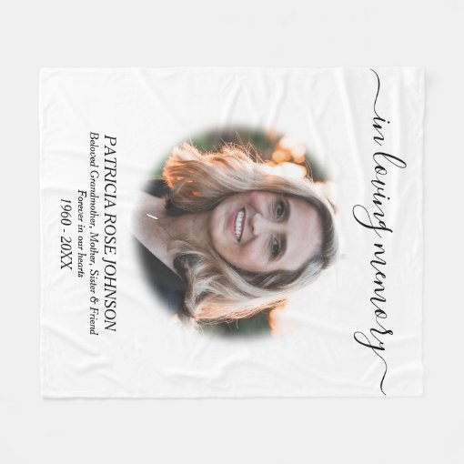 In Loving Memory Funeral Photo Tribute Fleece Blanket Zazzle