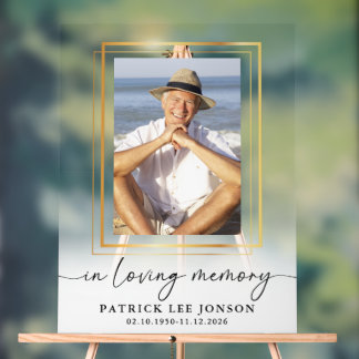 In Loving Memory Funeral Photo White Faded Sign