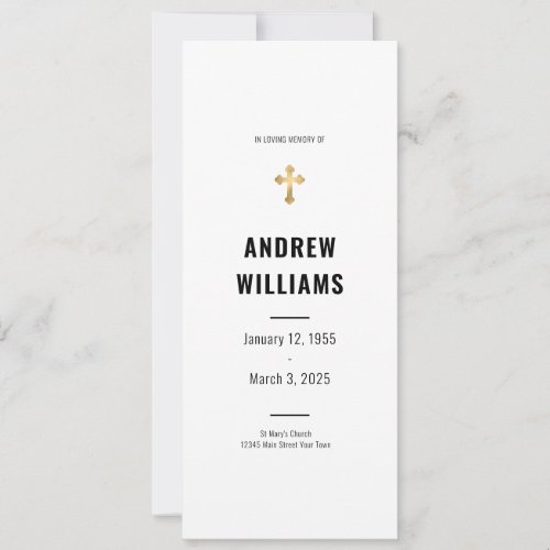 In Loving Memory Funeral Program Black White