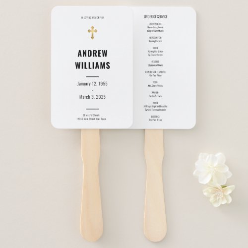 In Loving Memory Funeral Program Black White Hand Fan