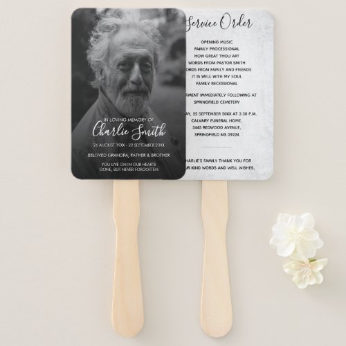 In Loving Memory Funeral program hand fan set