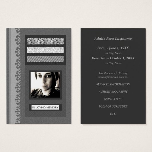 in loving memory funeral service announcements (Front & Back)