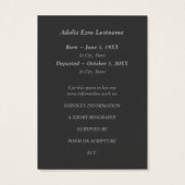 in loving memory funeral service announcements (Back)