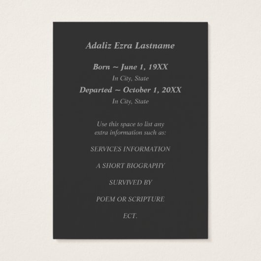 in loving memory funeral service announcements (Back)