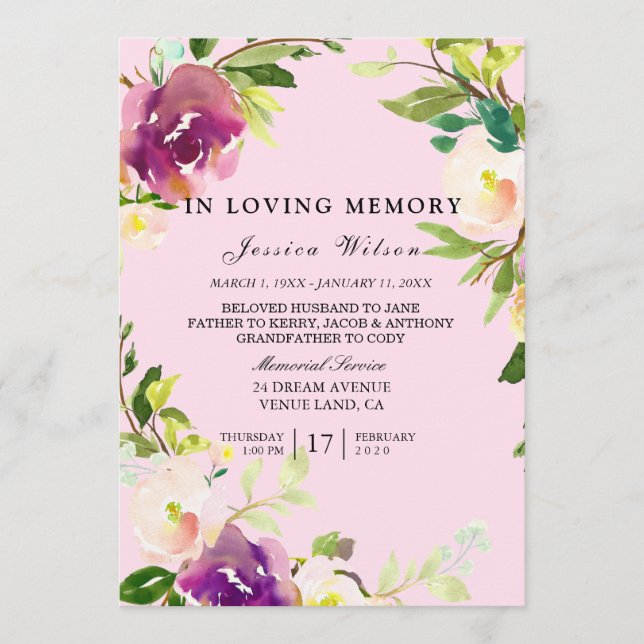 In loving memory funeral service inviation program (Front)