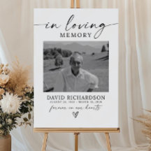 In Loving Memory Funeral Sign With Photo, Memorial