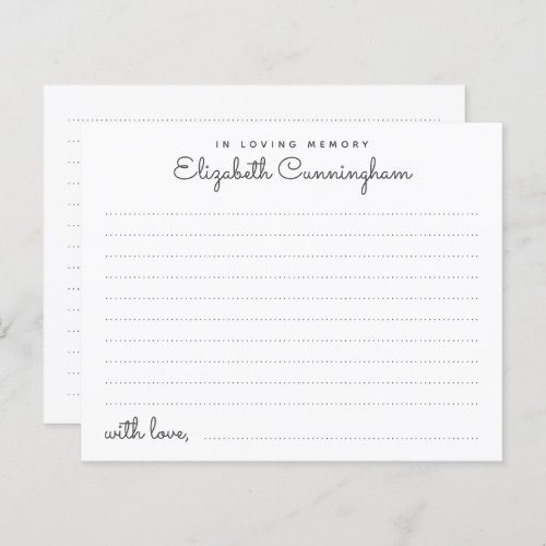 In Loving Memory Funeral Simple Attendance Card