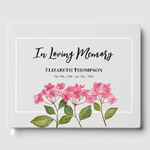 In Loving Memory Funeral Watercolor Hydrangea Guest Book