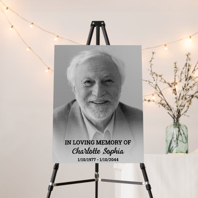 In loving Memory, Funeral Welcome & Custom photo Foam Board (In Situ (Stand))