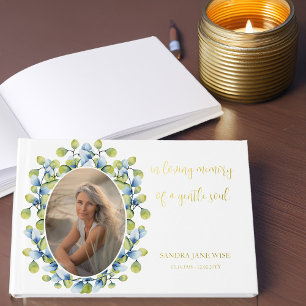 In Loving Memory Gentle Soul Memorial Photo Gold Foil Guest Book