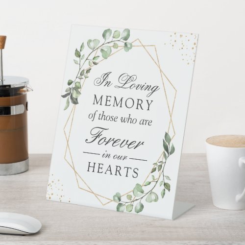 In Loving Memory Geometric Greenery Eucalyptus Pedestal Sign