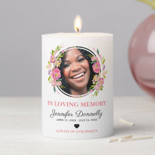 In Loving Memory Girly Photo Pillar Candle