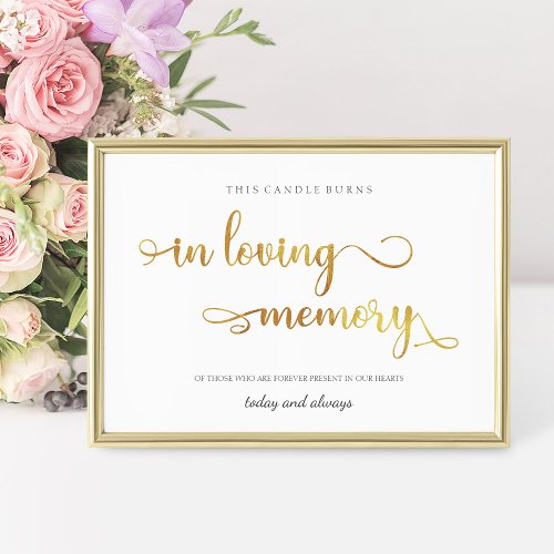 In loving memory gold 8x10 Wedding Sign