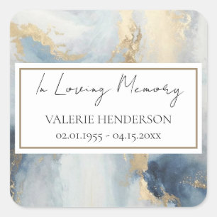 In Loving Memory Gold Blue Sticker