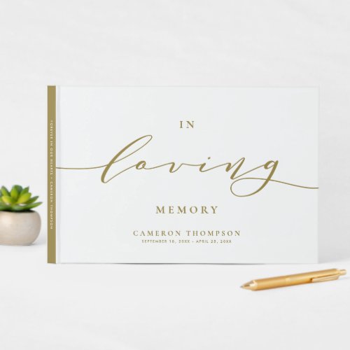 In Loving Memory Gold Dainty Script Funeral Guest Book