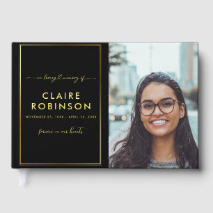 In Loving Memory Gold Foil Photo Script Funeral Foil Guest Book