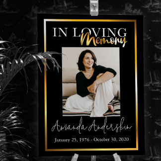 In Loving Memory Gold Funeral Memorial Photo Foam Board