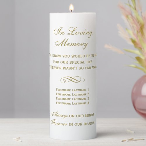 In Loving Memory Gold Wedding Memorial Pillar Candle
