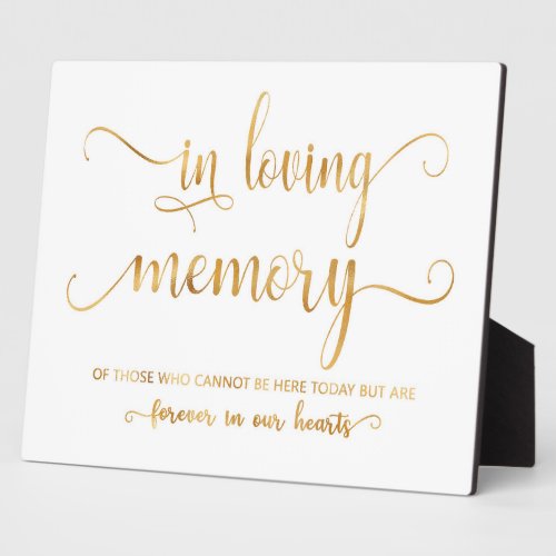 In loving memory Gold wedding sign Tabletop Plaque