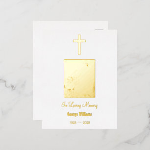 In Loving Memory Golden Cross Death Anniversary Fo Foil Holiday Postcard