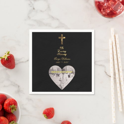 In Loving Memory Golden Cross Heart Shape Photo